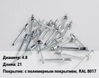 Заклепка 4.8х21 с полимерным покрытием, RAL 8017